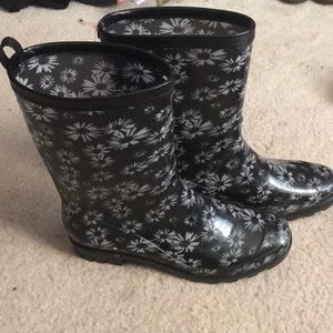 floral rain boots